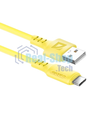 Кабель Defender F207, USB 2.0 (AM) - Type-C, 1 м, 2.4А, силиконовая оплетка, желтый.