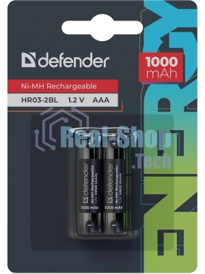 Аккумуляторная батарея Defender HR03-2BL 1000 mAh ААА, Ni-MH, блистер, 2 шт.