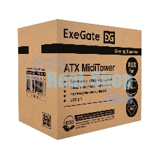 Компьютерный корпус Miditower ExeGate EVO-9211-450NPX (ATX, БП 450NPX с вент. 12см, с окном, 2хUSB+1хUSB3.0, HD аудио, черный, 1 вент. с RGb подсветкой)
