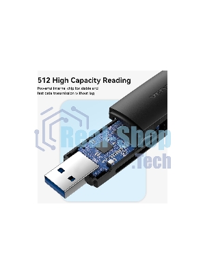 Кард-ридер Vention CLKB0/черный/SD,SDHC,SDXC,TF,micro-SD,micro-SDXC,miсro-SDHC/USB 3.0/Type C/OTG/пластик