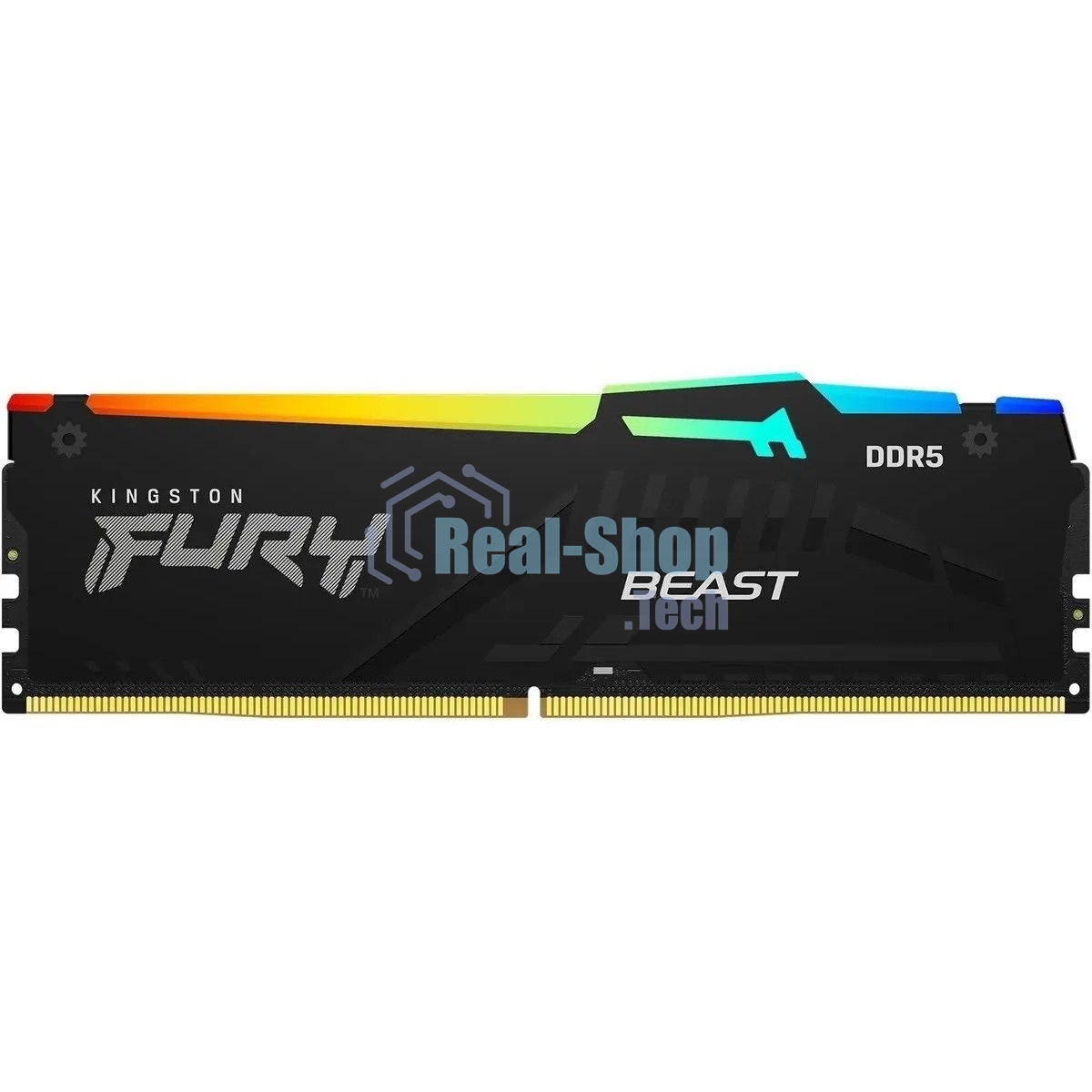 Оперативная память Kingston Fury Beast, DDR5, 32Gb (1x32Gb), 6000MHz, CL30, DIMM, с радиатором, RGb, черный