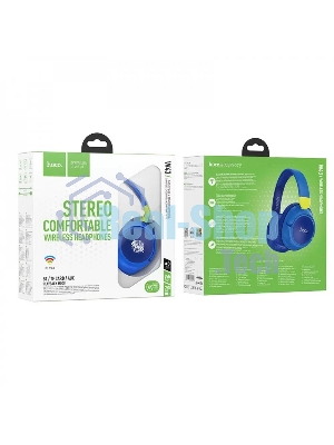Беспроводные/проводные наушники Hoco W43 Blue синий, накладные, Bluetooth + проводной, складная конструкция, до 25 ч.