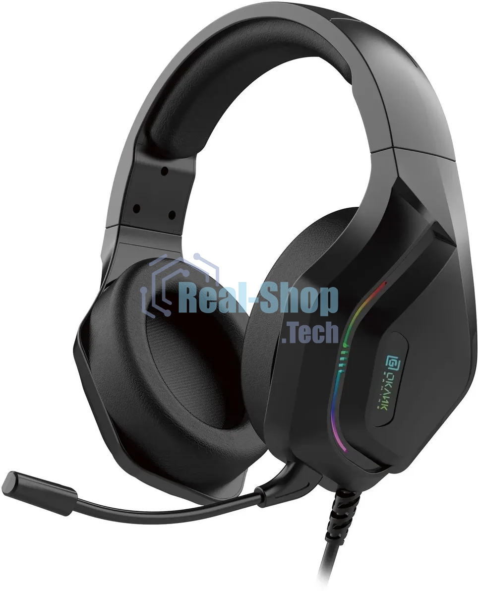 Гарнитура Oklick HS-L600G чёрный, проводная, USB, подсветка