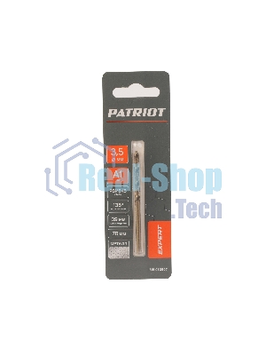 Сверло PATRIOT EXPERT по металлу, Р6М5К5, 3,5 мм, 1шт в блистере