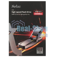 Флешка USB Netac US5 (NT03US5C-512G-32TA), 512Gb, USB 3.2/TypeC, R/W 550/500, черный