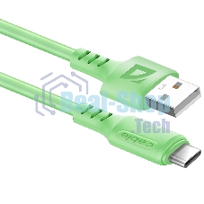 Кабель Defender F207, USB 2.0 (AM) - Type-C, 1 м, 2.4А, силиконовая оплетка, зеленый.