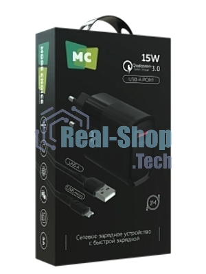 Сетевое зарядное устройство MORE CHOICE (4620202553416) NC09m 1USB 3.0A QC3.0 15W, черный
