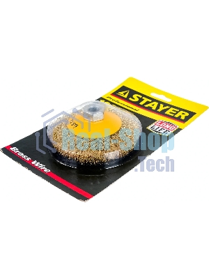Кордщетка STAYER PROFESSIONAL 35133-100коническая М14 витая латунь/сталь 0.3мм d100мм