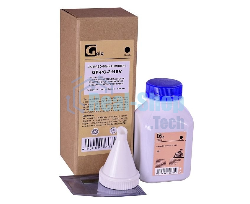 Тонер GalaPrint GP-PC-211EV/PC-212EV для принтеров Pantum P2200/P2207/P2500W/P2507/M6500/M6600, 65гр (J201) PET Фас РФ