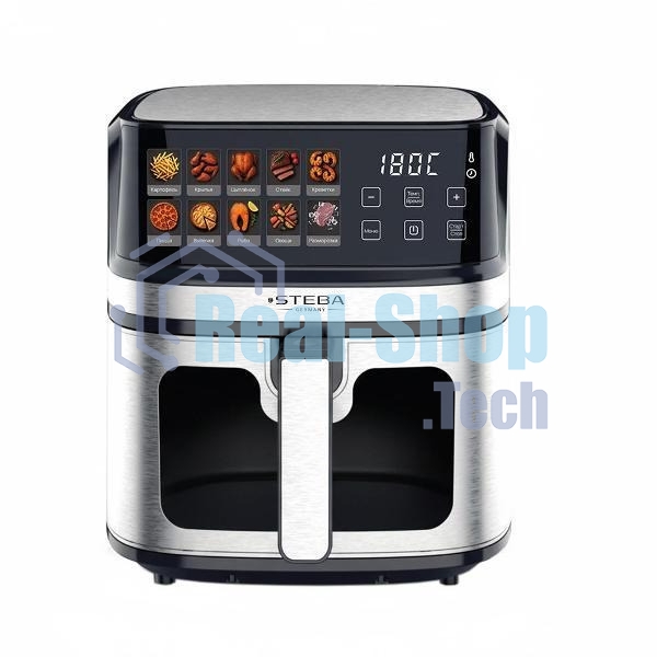 Аэрогриль Steba HF 1800 GRILLIX серебристый/черный, 1700 Вт, 8 л, сенсор, 10 программ