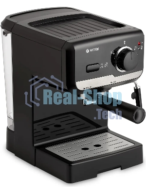 Кофеварка рожковая Vitek VT-1502 черный, исп. кофе - молотый, 1.5 л, 1050 Вт, 15 Бар.