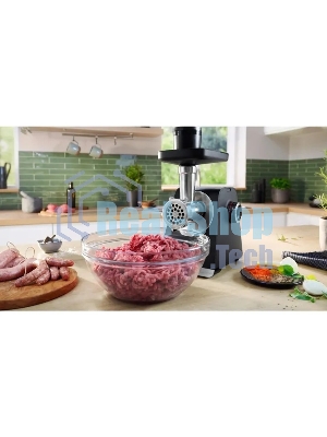Мясорубка электрическая Bosch MFWS650B черный, 2100 Вт, 3.5 кг/мин, реверс, защита от перегрузки, насадки - 5