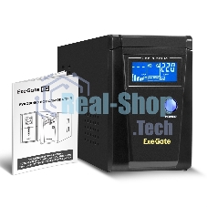 Источник бесперебойного питания (инвертор, синус, для котла) ExeGate SineTower SN-600.LCD.AVR.2SH 600VA/360W, чистая синусоида, LCD дисплей, AVR, 2*Schuko, линейно-интерактивный, черный