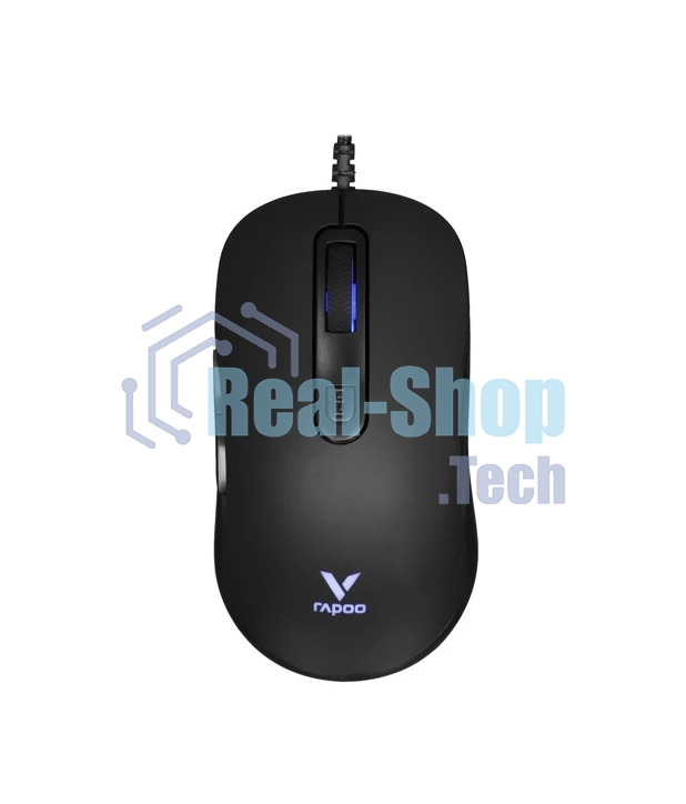 Мышь проводная Rapoo V16RGB черный, 12800 dpi, USB, кнопки - 6