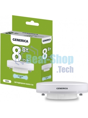 Лампа светодиодная T80 таблетка 8Вт 230В 6500К GX53 GENERICA
