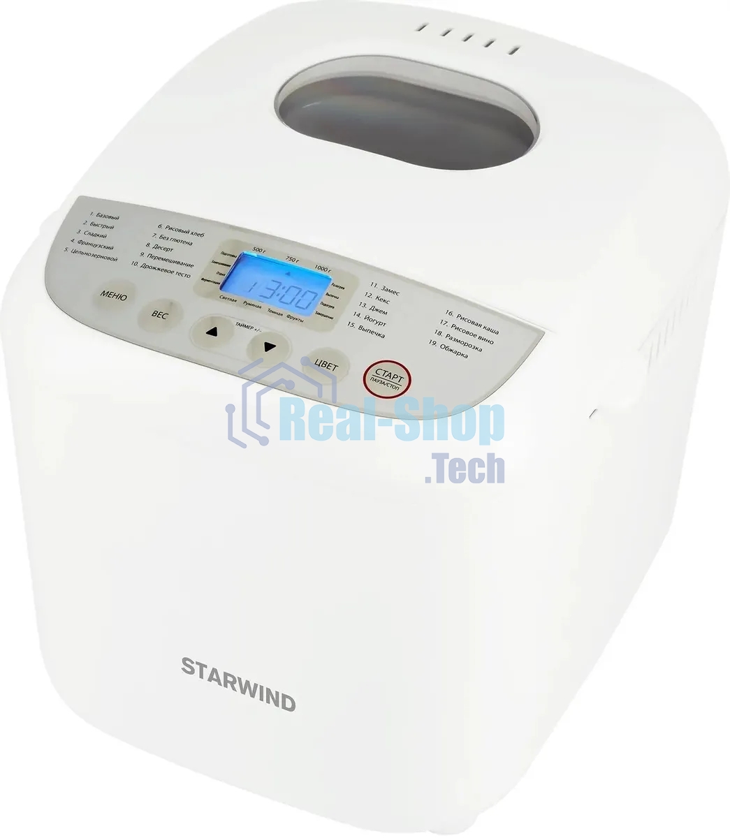 Хлебопечка Starwind SBM2085 600 Вт, белый/серебристый