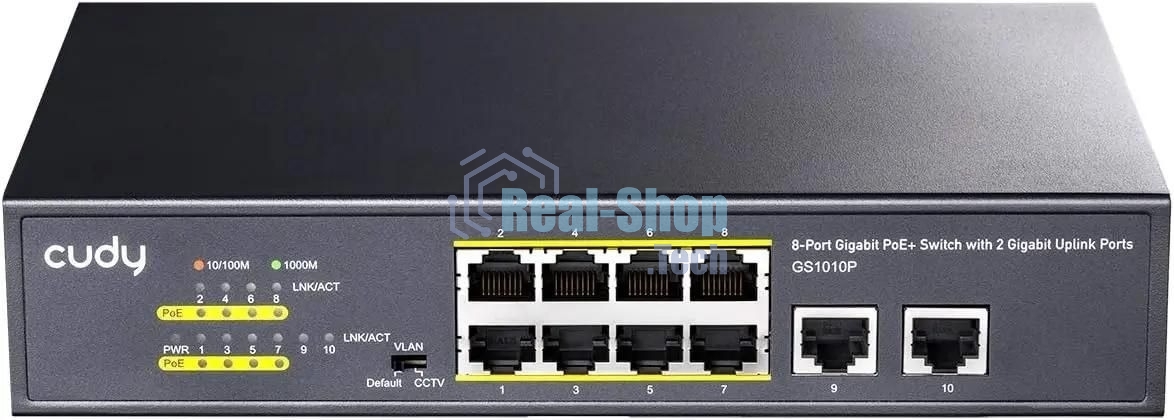 Коммутатор Cudy GS1010P, 8×1 Гбит/с, 2×1 Гбит/с