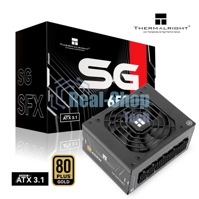 Блок питания Thermalright, 650W 80+ Gold (SFX, 3.1, Full modular, 1x24(20+4)pin, 1xCPU 8(4+4)pin, 2xPCIe*2 8(6+2)pin, 3xSATA3, 3xMOLEX4pin, Active, 92x92mm, 100x125x64mm, APFC, OPP, OVP, OTP, OCP, SCP, UVP, black)