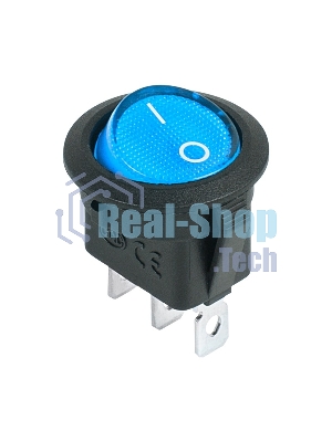 Выключатель клавишный Rexant круглый 12V 20А (3с) ON-OFF синий с подсветкой