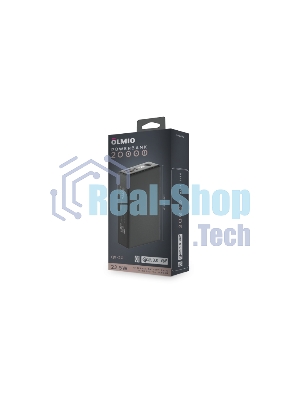 Портативный аккумулятор OLMIO QX-20, 20000mAh, 22.5W, QuickCharge3.0/PowerDelivery, LCD, графитовый