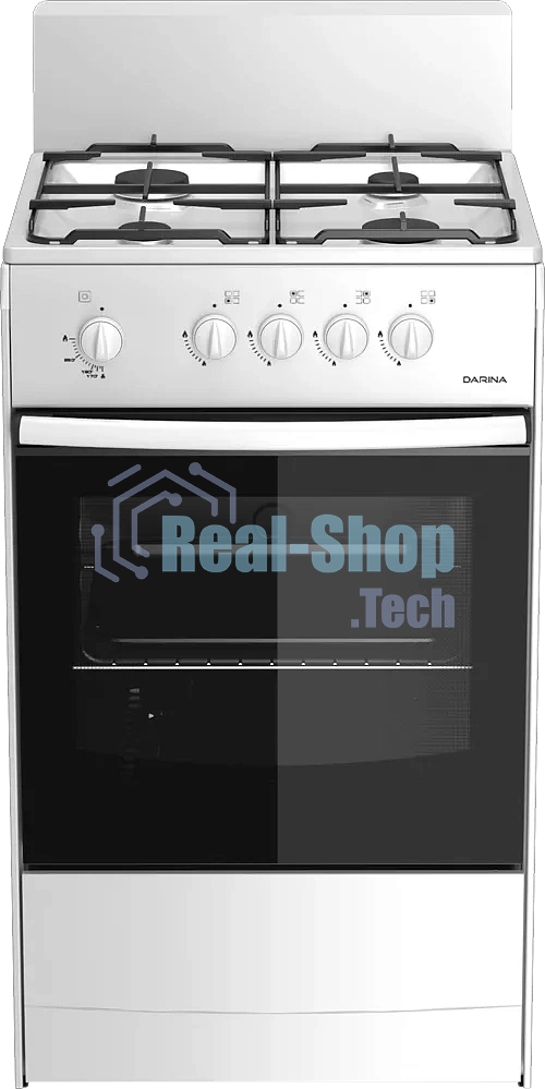 Плита газовая Darina S GM 441 001 W белый/черный, конфорок 4 шт, духовка 50 л, 50 см x 85 см x 51 см