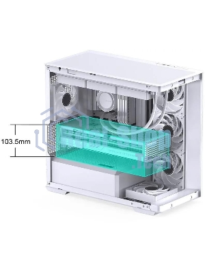 Корпус без блока питания JONSBO D300, Mini-Tower, TG, no fan, 2xUSB-A 3.2 + 1xUSB-C 3.2, mATX, mITX White