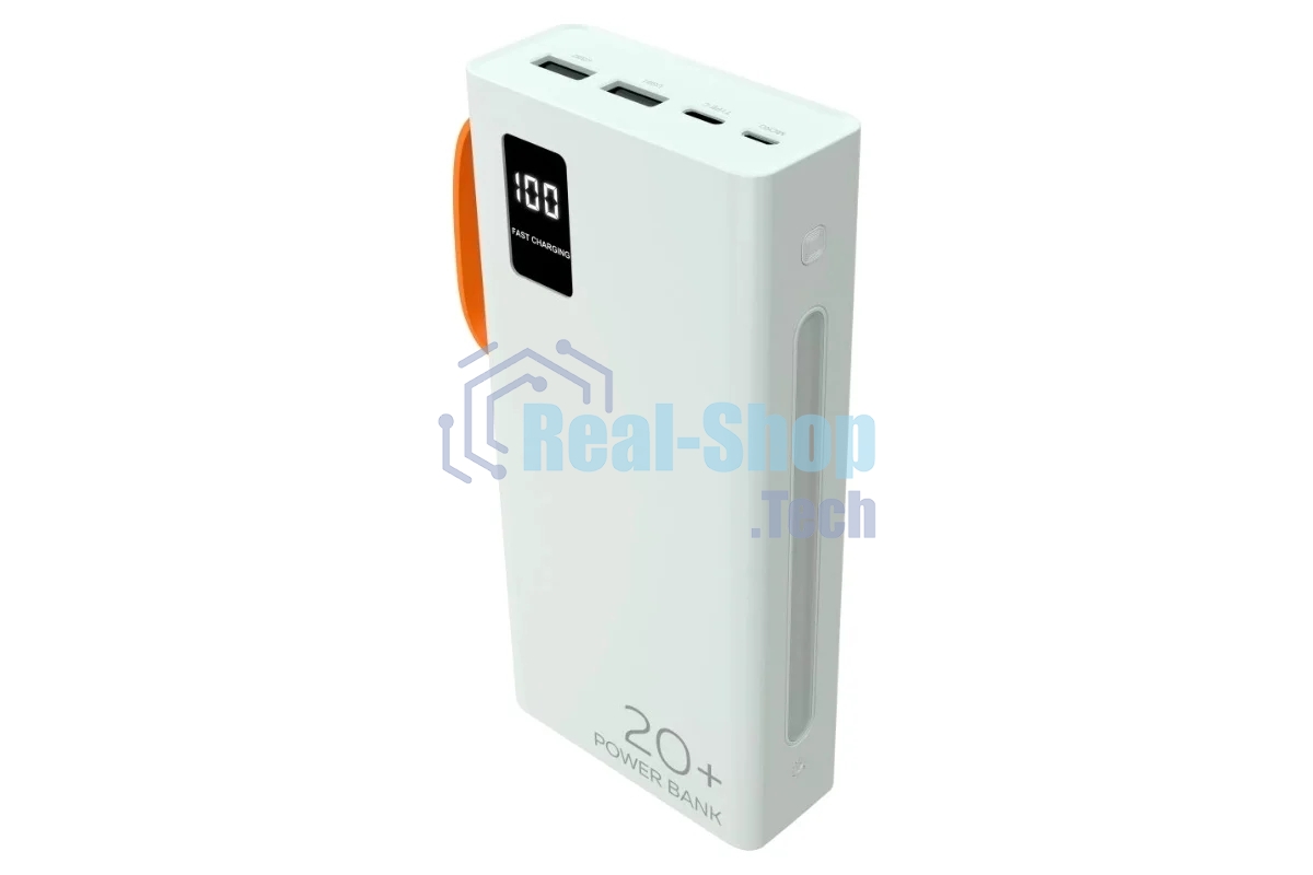 Портативный аккумулятор More choice (4620202550552) PB22-20 с кабелем 2USB 2.1A - 20000mAh белый