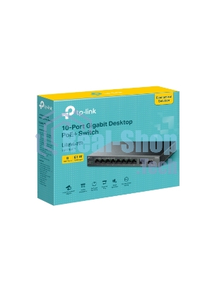 Коммутатор настольный TP-Link LS1210GP с 9 гигабитными портами (8 портов PoE+) и портом SFP