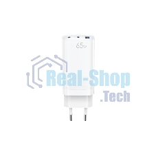 Сетевое зарядное устройство OLMIO 2Type-C/USB, 65W, 6A, QuickCharge3.0, PowerDelivery3.0, GAN