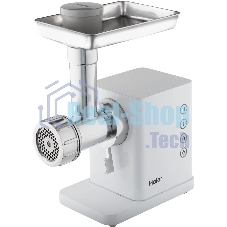 Мясорубка электрическая Haier HG-700 белый, 1900 Вт, 3.0 кг/мин, реверс, защита от перегрузки, металлический лоток, насадки - 5