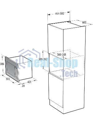 Встраиваемая микроволновая печь Gorenje BM251SG2BG, 25л, 900Вт, черный