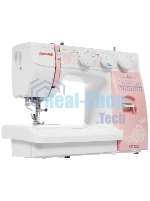 Швейная машина Janome HD1023 белый/розовый, электромеханическая, вертикальный качающийся, 25 операций, автоматическая петля