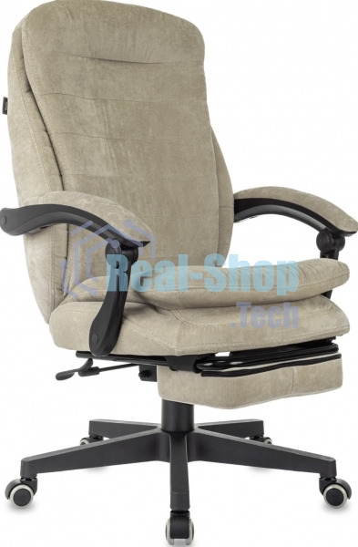 Кресло руководителя Бюрократ T-9950MSG-F Fabric песочный Light-21, крестов. пластик, подст. для ног