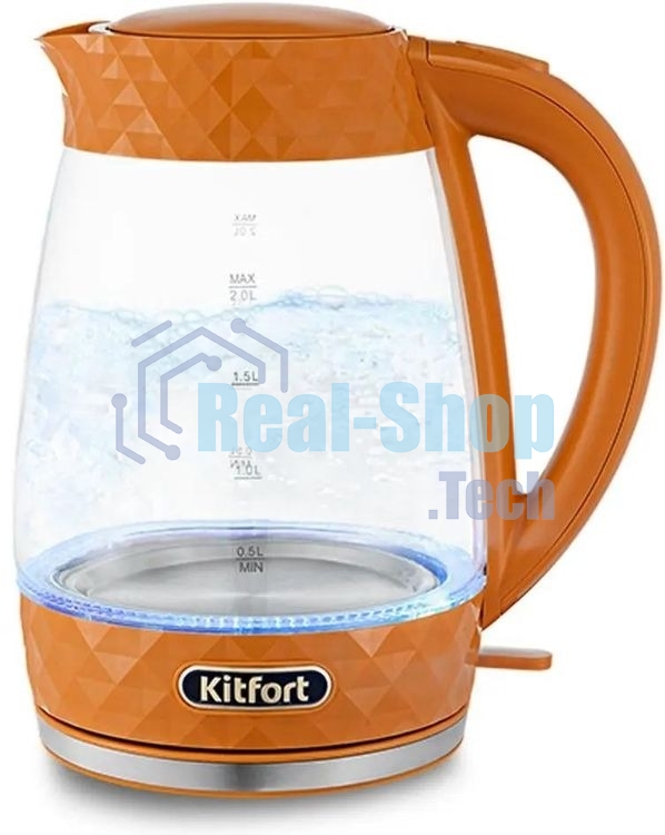 Чайник электрический Kitfort KT-6123-4 2л. 2200Вт оранжевый (корпус: стекло)