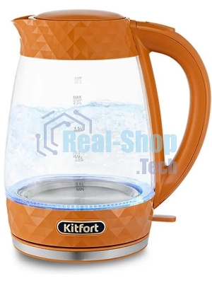 Чайник электрический Kitfort KT-6123-4 2л. 2200Вт оранжевый (корпус: стекло)