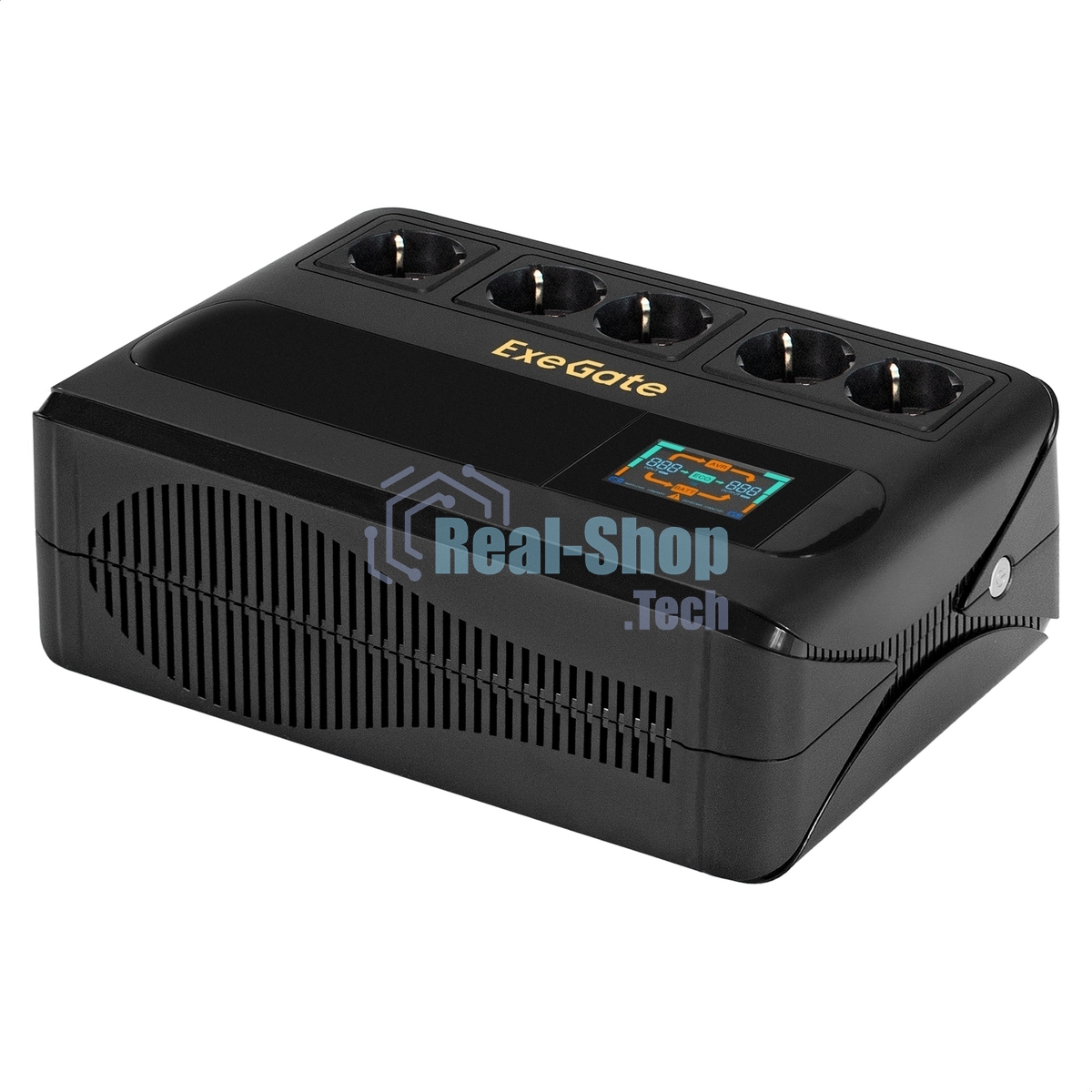 Источник бесперебойного питания ExeGate NEO Smart BU-800.LCD.AVR.5SH 800VA/480W, цветной LCD-дисплей, AVR, 5*Schuko, черный