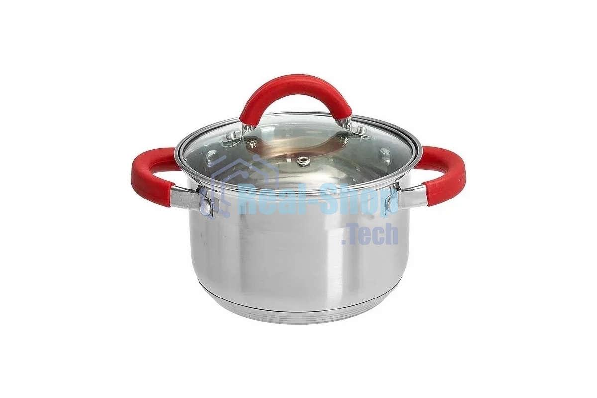 Кастрюля WEBBER BE-340/2 2,2 л, 16 см, нержавеющая сталь, индукция, со стеклянной крышкой