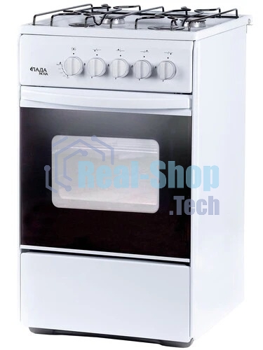 Плита газовая Лада Nova RG 24040 W белый, конфорок 4 газовых, духовка 50 л, 50 см x 85 см x 60 см