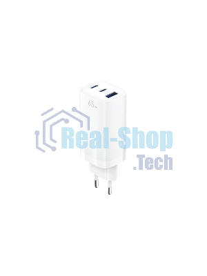 Сетевое зарядное устройство OLMIO 2Type-C/USB, 65W, 6A, QuickCharge3.0, PowerDelivery3.0, GAN