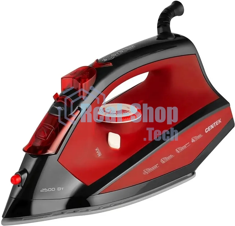 Утюг Centek CT-2355 красный, 2500 Вт, 45 г/мин, 160 г/мин, 270 мл