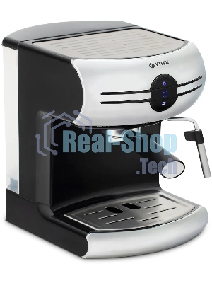 Кофеварка рожковая Vitek VT-1507 серебристый/черный, исп. кофе - молотый, 1.5 л, 1050 Вт, 15 Бар.