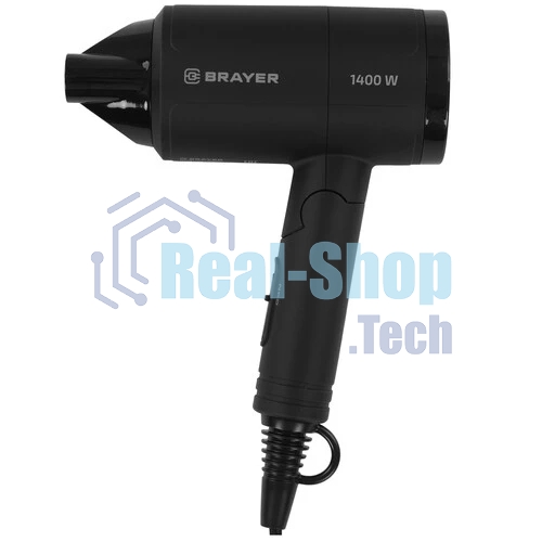 Фен BRAYER BR3040 черный, 1400 Вт, компактный