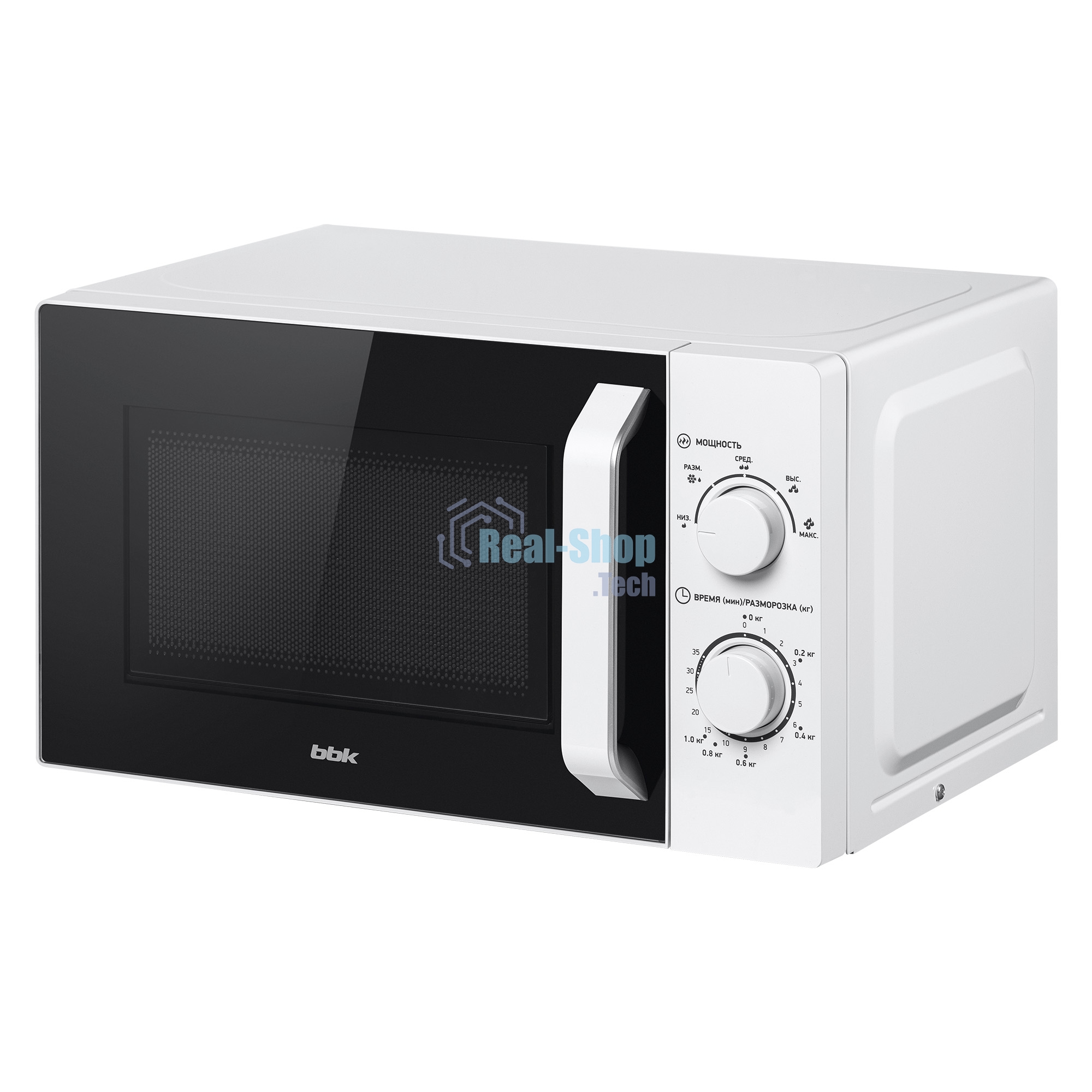 Микроволновая печь BBK 20MWS-761M/W белый, 20 л, 700 Вт, переключатели - поворотный механизм