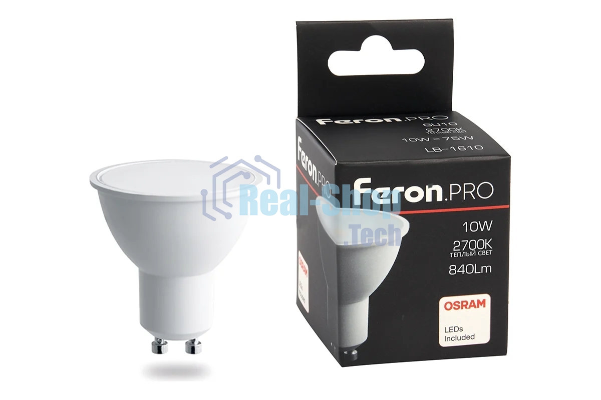 Лампа светодиодная Feron PRO LB-1610 10Вт 230В GU10 теплый