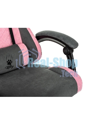 Кресло игровое Knight Kitty/F серый/розовый крестов. пластик подст. для ног