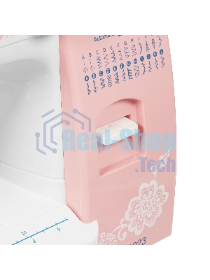Швейная машина Janome HD1023 белый/розовый, электромеханическая, вертикальный качающийся, 25 операций, автоматическая петля