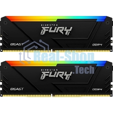 Оперативная память Kingston Fury Beast, DDR4, 16GB (2x8GB), 3600MHz, CL17, DIMM, с радиаторами, RGB, черный