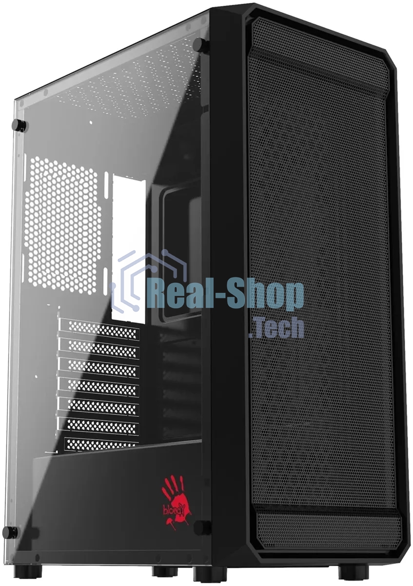 Компьютерный корпус Bloody BD-CC114 черный без БП ATX 8x120мм 1xUSB 2.0 1xUSB 3.0 audio bott PSU