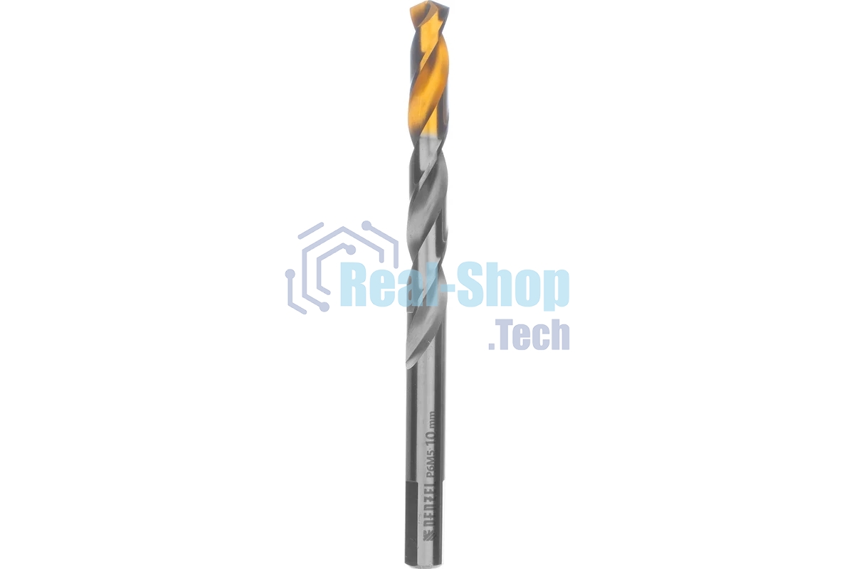 Сверло спиральное по металлу Denzel 10 x 133 мм, Р6М5, Golden Tip