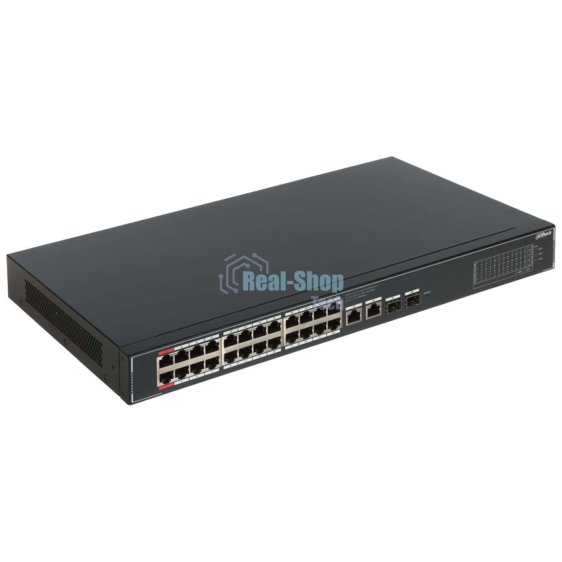 Коммутатор Dahua DH-SG4028LP, 24×1 Гбит/с + 2×1 Гбит/с + 2×1 Гбит/с SFP, управляемый